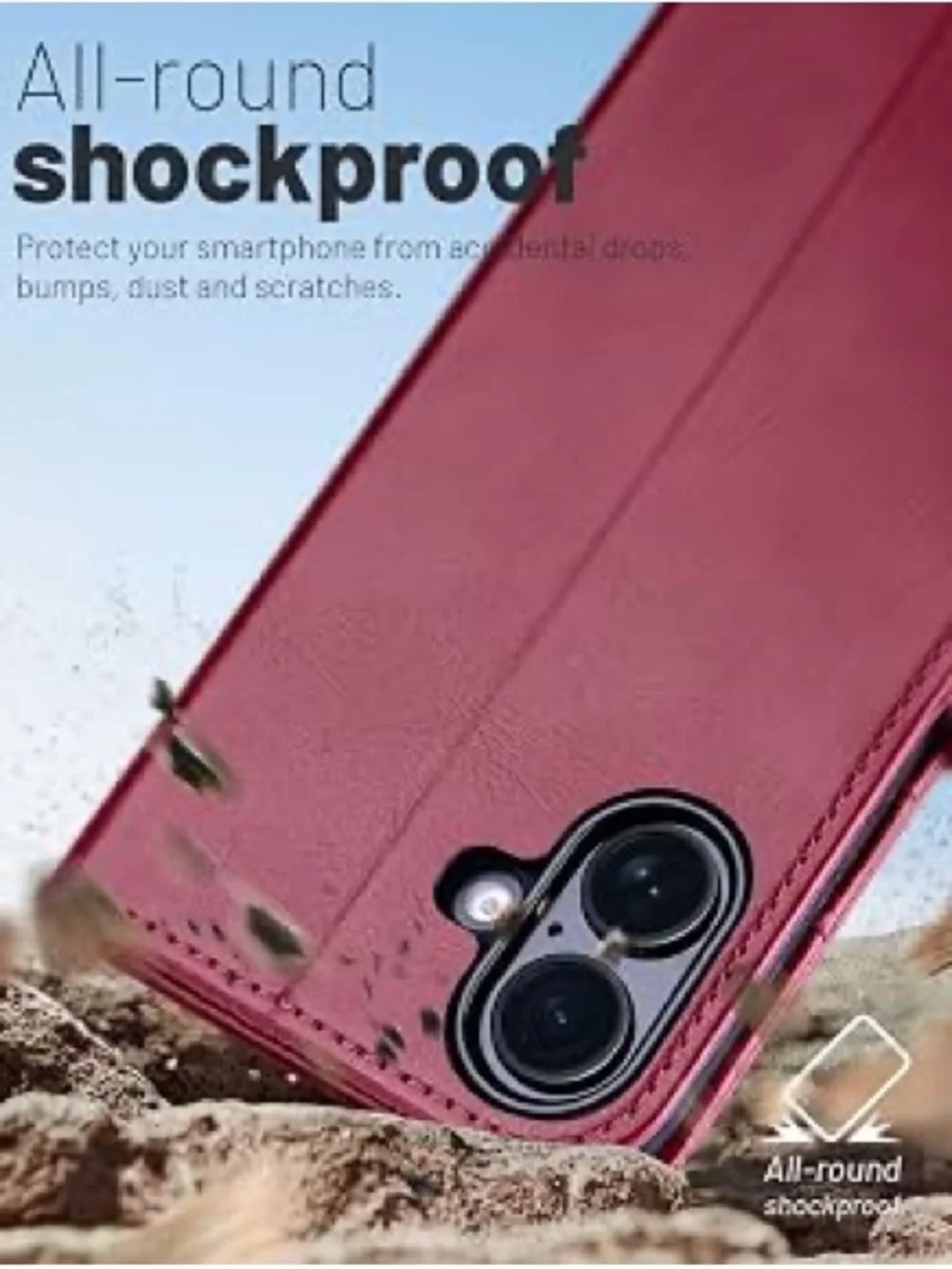 Premium Magenta Wallet Phone Case with Card Slots - iPhone 16 compatible